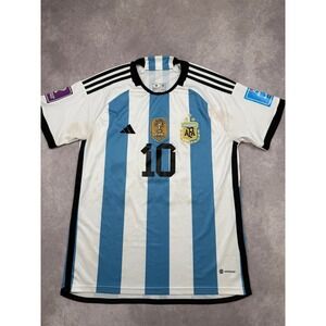 Adidas Argentina Messi #10 2022 FIFA World Cup Soccer Home Crest Jersey‎ Men M